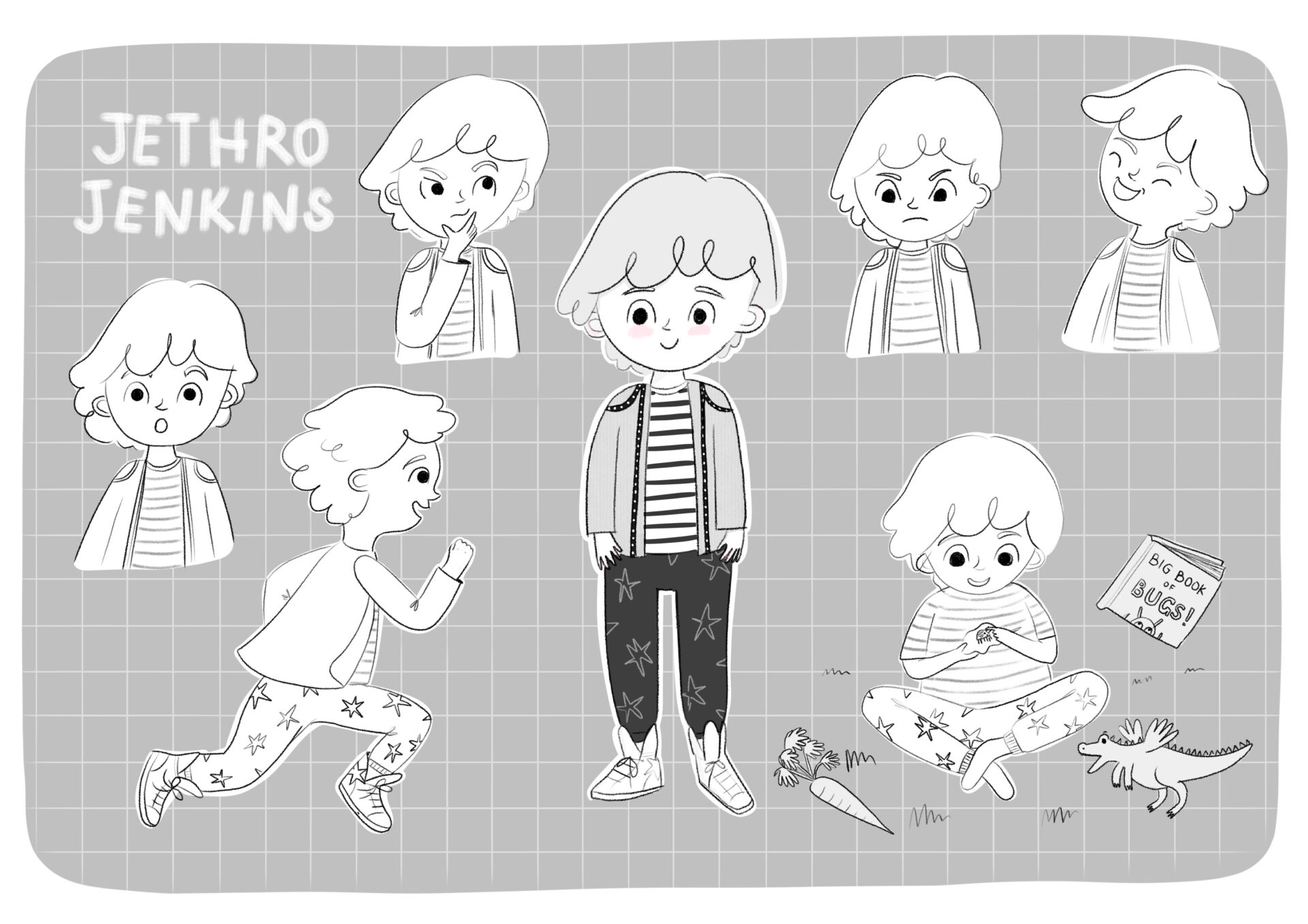 Character boy in different poses